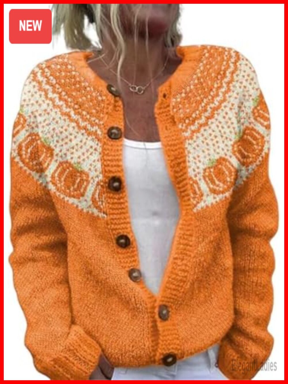 Women's Long Sleeve Button Knit Cardigan Sweater Fall Halloween Vintage